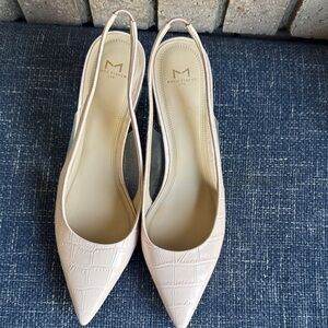 Marc Fisher Nude Croc-Embossed Slingback Heels